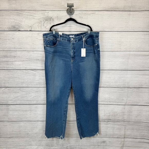 Good American Anthropologie Plus Size High Rise Good Legs Straight Jeans Size 26